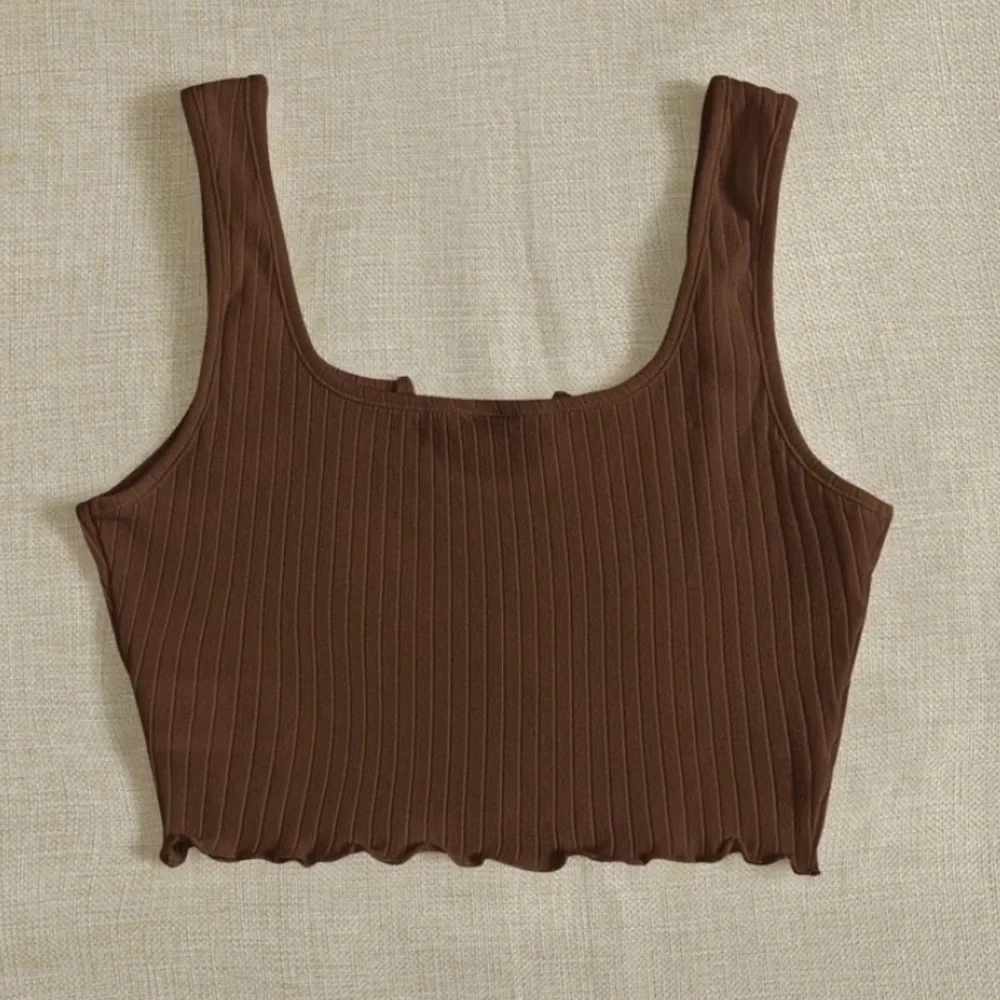 SHEIN Notched Neck Rib-Knit Cropped Tank Top Size Large - Picture 2 of 7